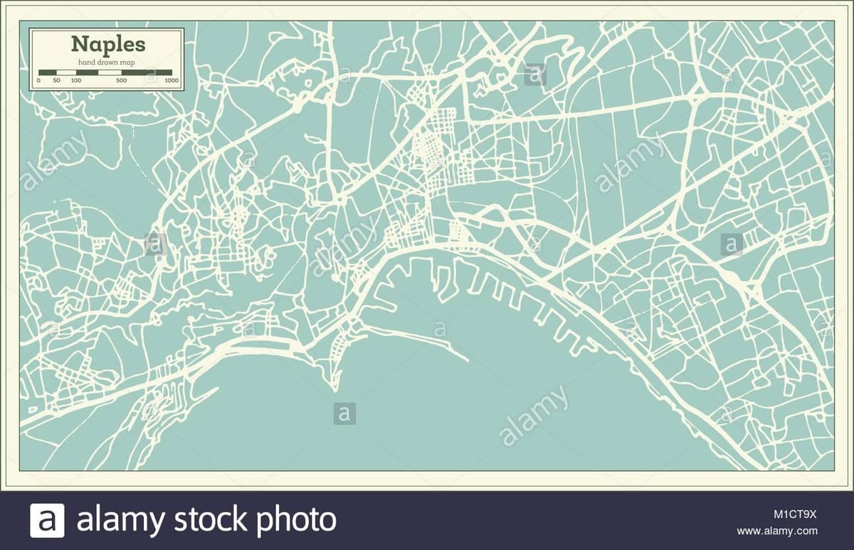 Карта Неапалю, Італія Горад